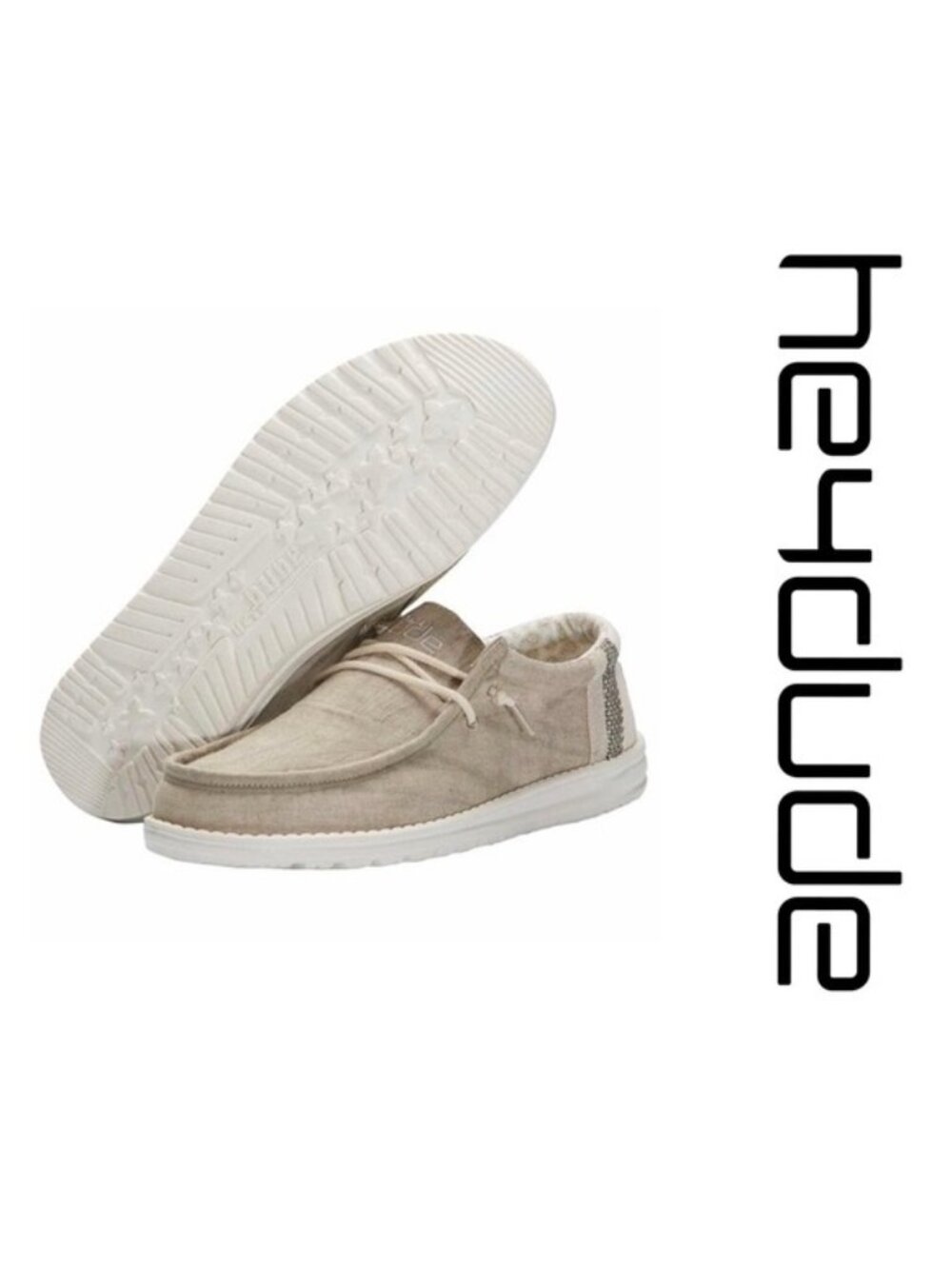 Hey Dude | Men's Wally Linen Natural Khaki Shoes | Size 12